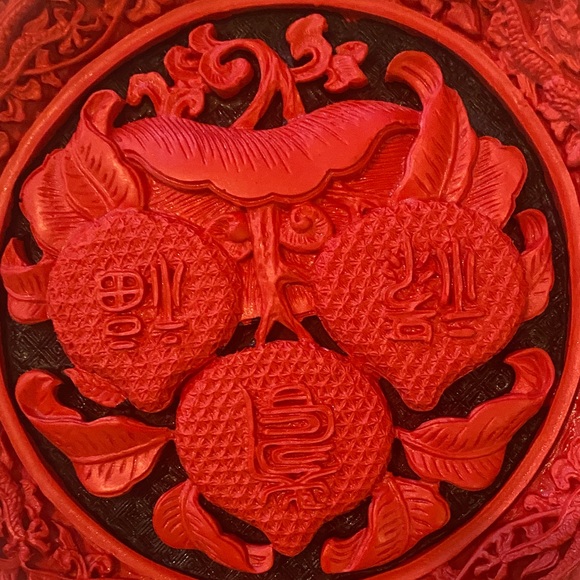 Red Carved Decorative Plaque - Picture 3 of 4